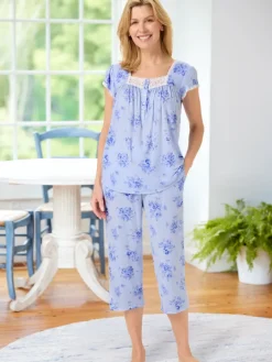 Eileen West Pretty Pansies Modal Capri Pajama Set