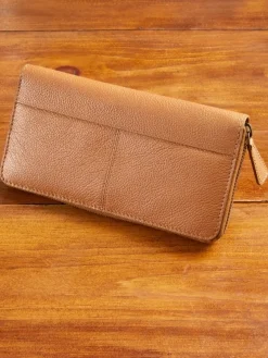 Ella Simone Accordion Zip-Around Leather Wallet, 8 Inch