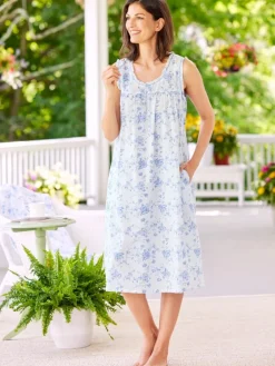 Ella Simone Blue Danube Floral Sleeveless Nightgown