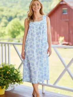 Ella Simone Blue Hydrangea Cotton Lawn Nightgown