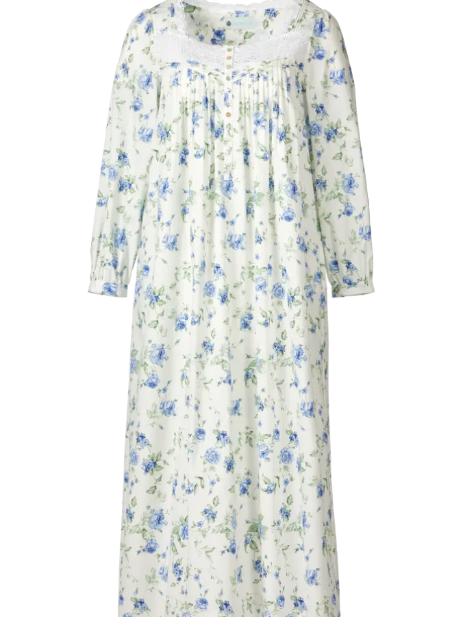 Ella Simone Blue Roses Cotton Lawn Nightgown