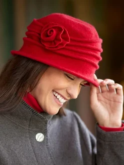 Ella Simone Boiled Wool Hat With Flower