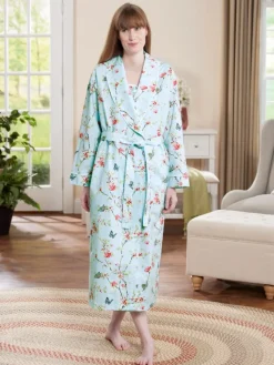 Ella Simone Classic Portuguese Percale Cotton Wrap Robe