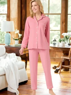 Ella Simone Classic Solid Cotton Knit Pajama Set