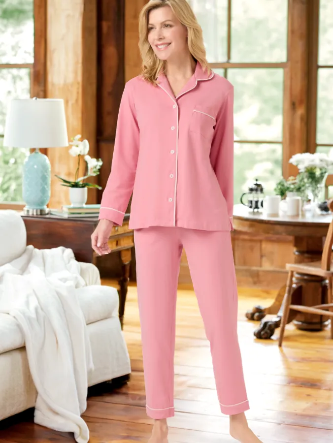 Ella Simone Classic Solid Cotton Knit Pajama Set