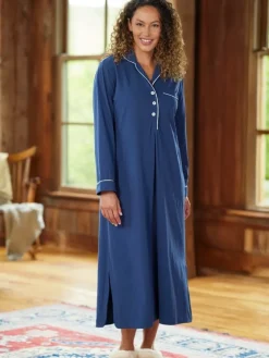 Ella Simone Classic Solid Cotton Knit Long Nightshirt