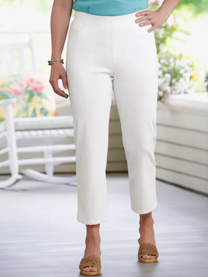 Ella Simone Cotton Terry Denim Flex Crop Jeans