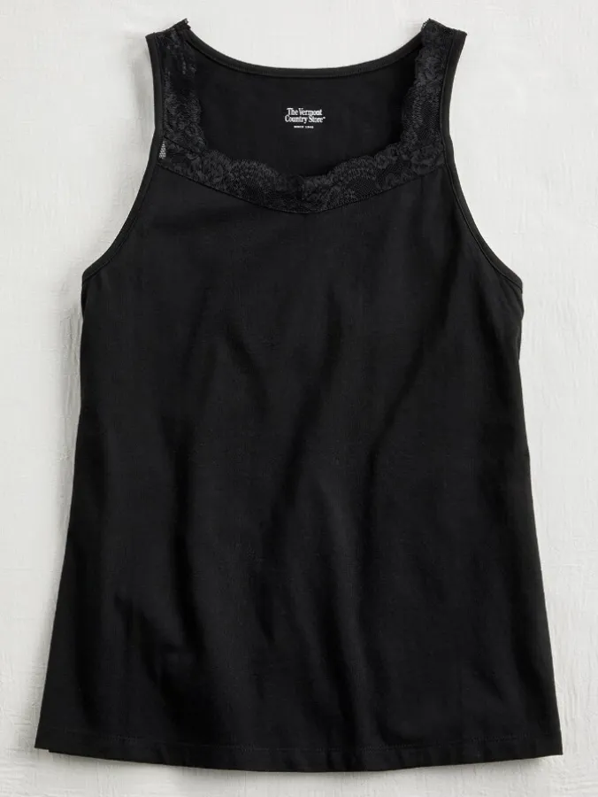 Ella Simone Double-Lace Cotton Modal Tank Top