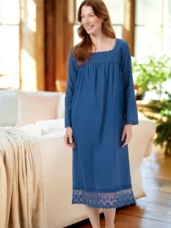Ella Simone Elegant Lace Victorian Cotton Nightgown