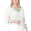 Ella Simone Embroidered Cotton Gauze Tunic Top