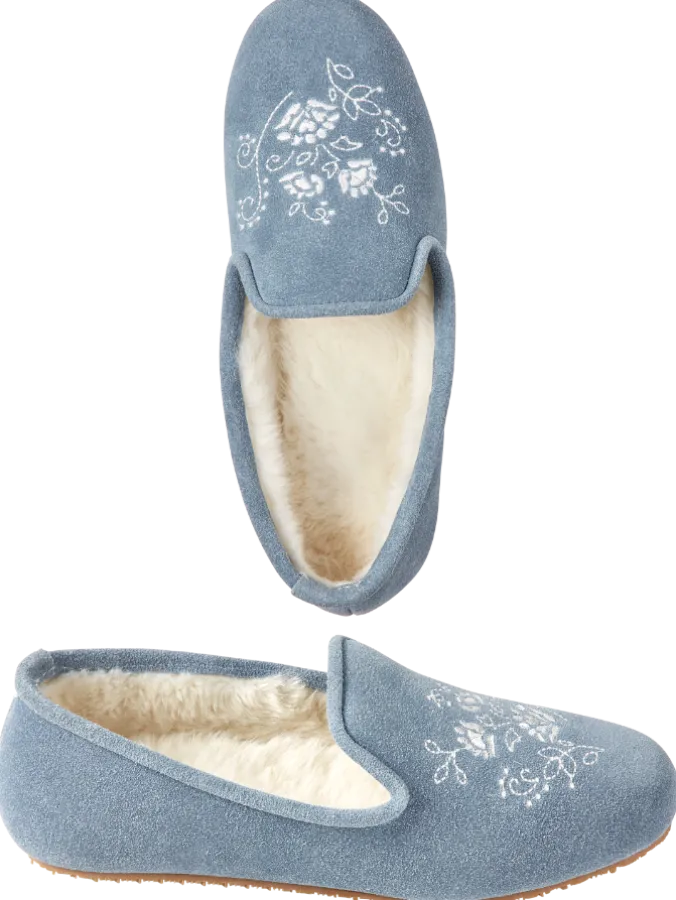 Ella Simone Embroidered Suede Ballet Slippers