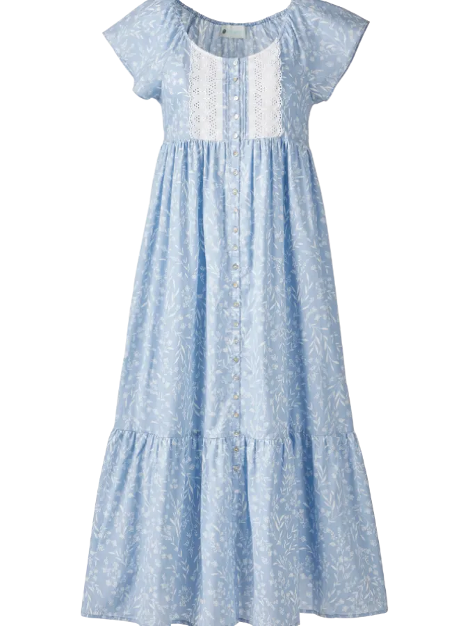 Ella Simone Eyelet Elegance Tiered Cotton Lawn Nightgown