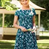 Ella Simone Fit-and-Flare Cotton Knit Floral Dress