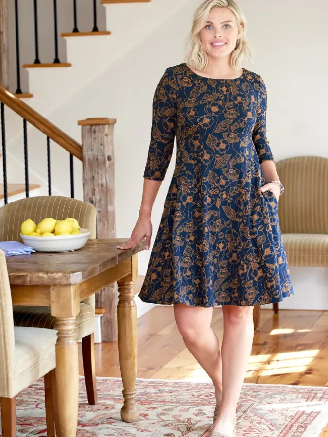 Ella Simone Fit-and-Flare Etched Floral Dress