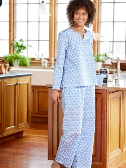 Ella Simone Floral Block-Print Cotton Pajama Set
