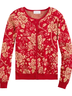 Ella Simone Floral Jacquard Cotton Cardigan
