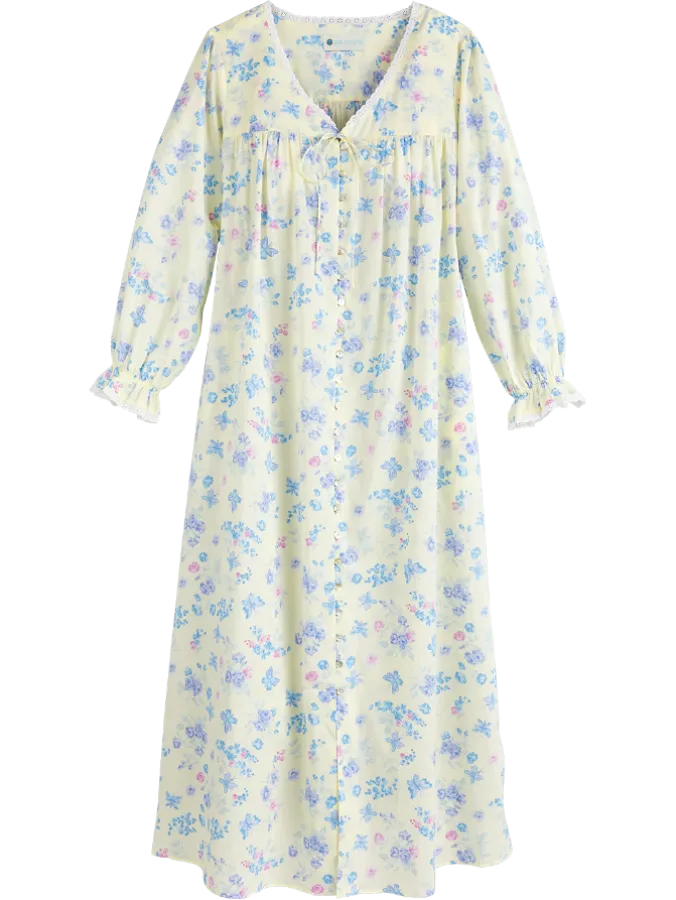 Ella Simone Garden Party Button-Front Cotton Lawn Robe