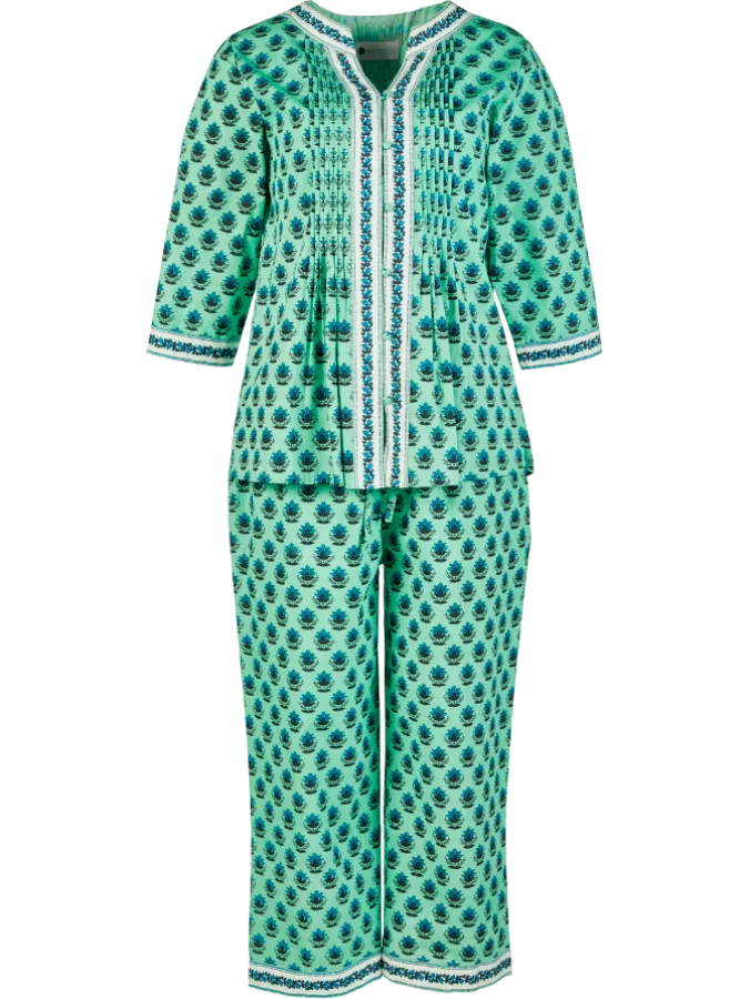 Ella Simone Indigo Dreams Lotus Print Pajama Set