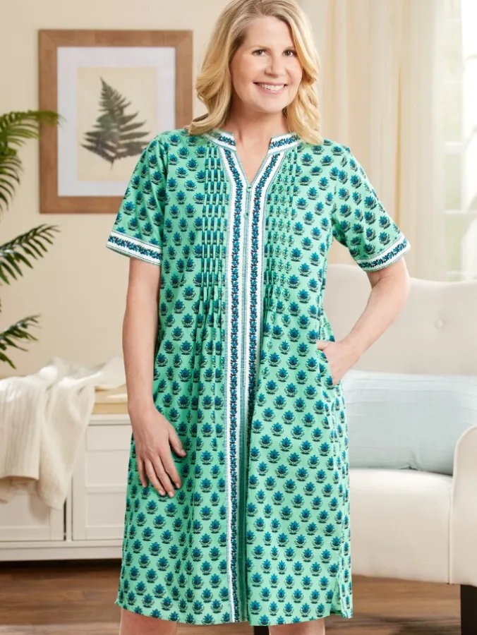 Ella Simone Indigo Dreams Lotus Print Nightgown