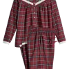 Ella Simone Lace and Plaid Cotton Flannel Pajama Set