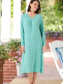 Ella Simone Long-Sleeve Cooling Bamboo Nightgown