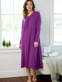 Ella Simone Long-Sleeve Cooling Bamboo Nightgown