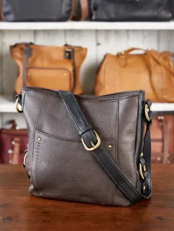 Ella Simone Manchester Leather Shoulder Bag in Brown/Black