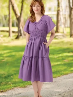 Ella Simone Picnic Tiered Cotton Midi Dress