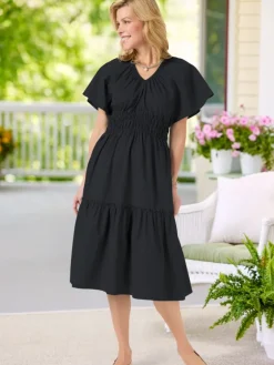Ella Simone Picnic Tiered Cotton Midi Dress