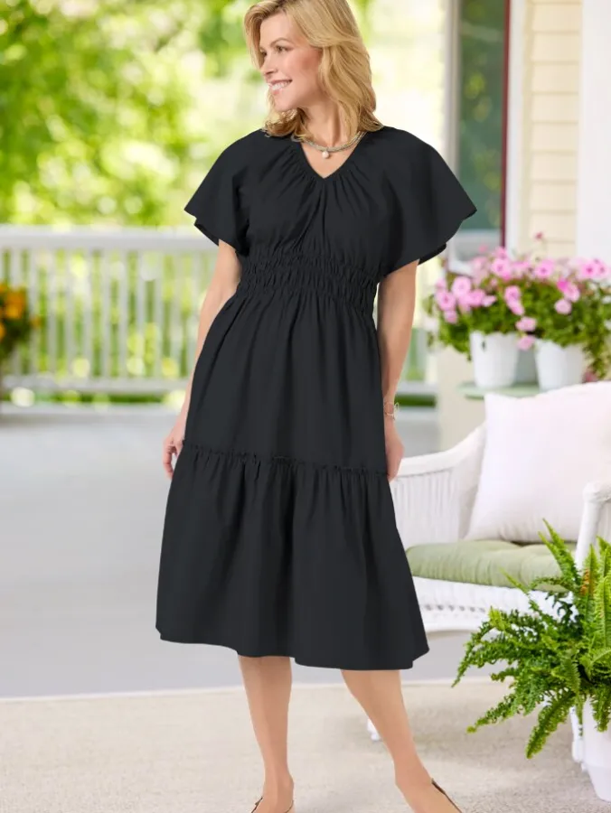 Ella Simone Picnic Tiered Cotton Midi Dress