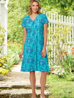 Ella Simone Pintuck Floral Knit Dress