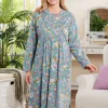 Ella Simone Pintuck Floral Long Cotton Nightgown