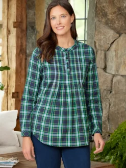 Ella Simone® Plaid Pintuck Tunic