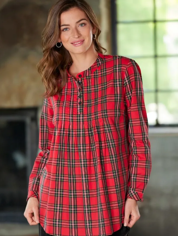 Ella Simone® Plaid Pintuck Tunic