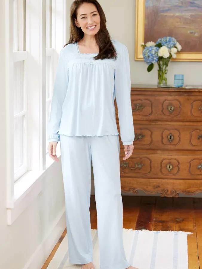 Ella Simone Regency Lace Cotton Modal Pajamas