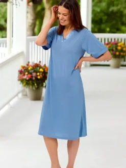 Ella Simone Satin Trim Silky Nightgown