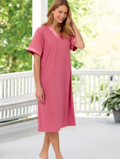 Ella Simone Satin Trim Silky Nightgown