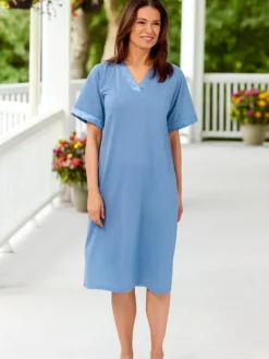 Ella Simone Satin Trim Silky Nightgown