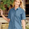 Ella Simone Scalloped Ruffle Denim Shirt