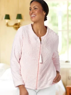 Ella Simone Sculpted Rose Fleece Bed Jacket