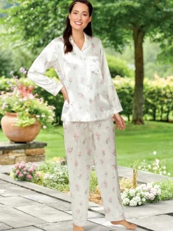 Ella Simone Silky Satin Long Sleeve Pajama Set