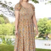 Ella Simone Smock-Top Stretch Knit Tiered Dress