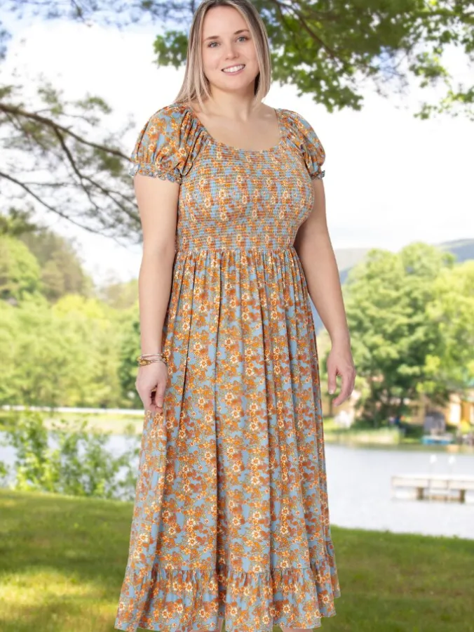Ella Simone Smock-Top Stretch Knit Tiered Dress