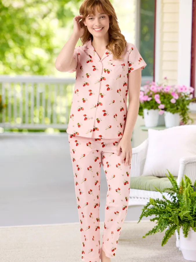 Ella Simone Strawberry Fields Cotton Pajama Set
