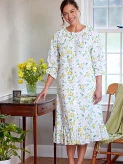 Ella Simone Sunny Yellow Flowers Cotton Nightgown