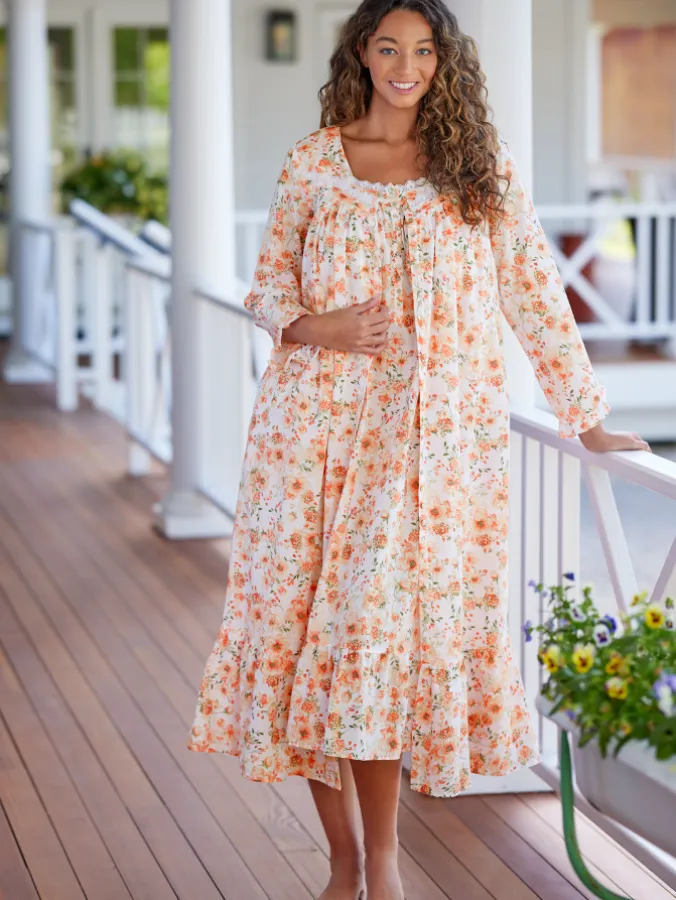 Ella Simone Sunset Poppy Floral Cotton Robe