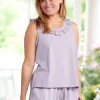 Ella Simone Sweet Eyelet Lace Cotton Knit Sleep Tank Top