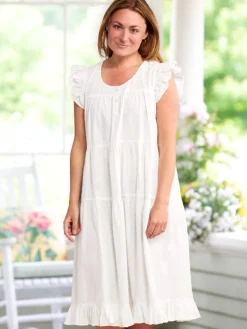 Ella Simone Swiss Dot Tiered Cotton Lawn Nightgown