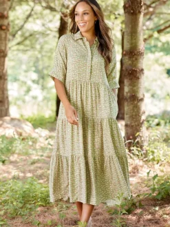 Ella Simone Tiered Floral Midi Dress