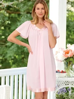 Ella Simone Touch of Satin Nylon Tricot Short Nightgown